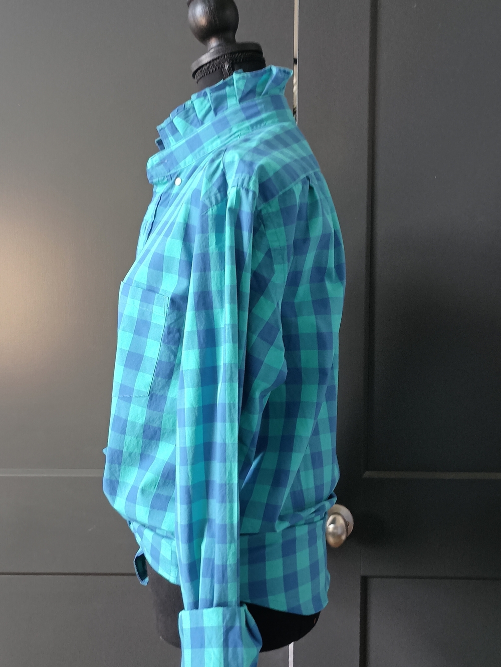 Upcycled Women's J Crew Ruffle Collar Shirt #108 - Picture 4 of 9